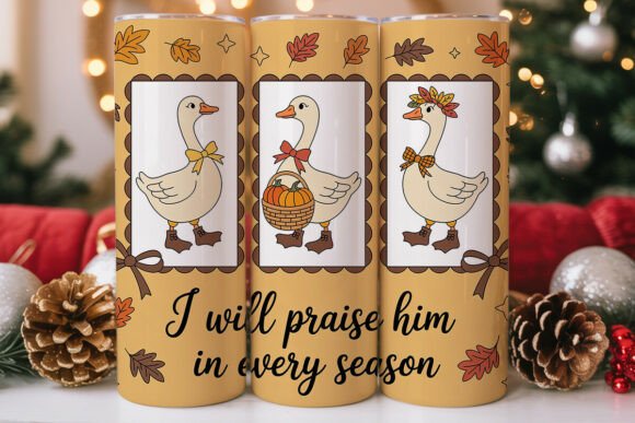 Autumn Geese Christian 20oz Skinny Tumbler Wraps Graphics