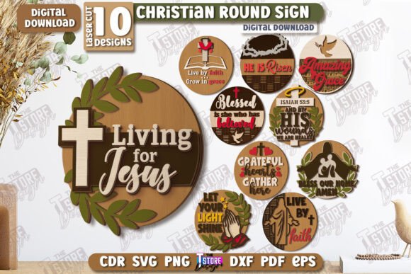 Christian Round Signs for Laser Cutting: Perfect for Wall Decor