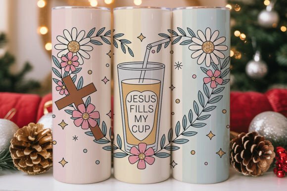 Pink Daisy Cross Christian 20oz Tumbler Graphics