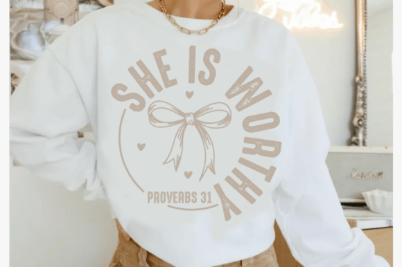 She is Worthy Bow PNG for Women's Christian Crafts